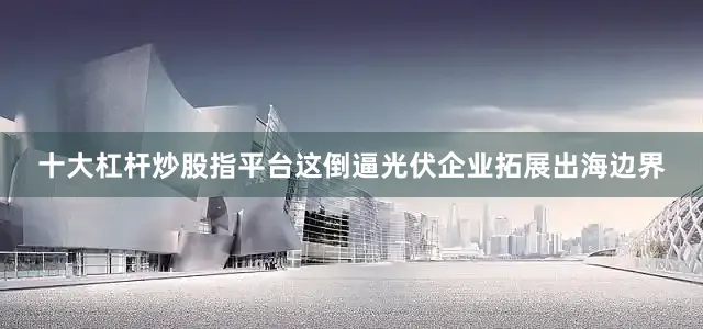十大杠杆炒股指平台这倒逼光伏企业拓展出海边界