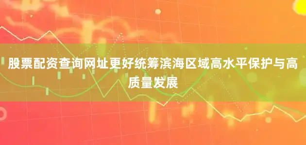 股票配资查询网址更好统筹滨海区域高水平保护与高质量发展